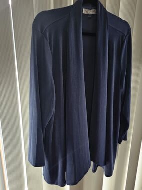 NWT Kasper Plus Size 2X Blue Heron Open Front Cardigan Jacket Topper Womens